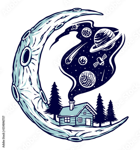 the universe is home vector illustration