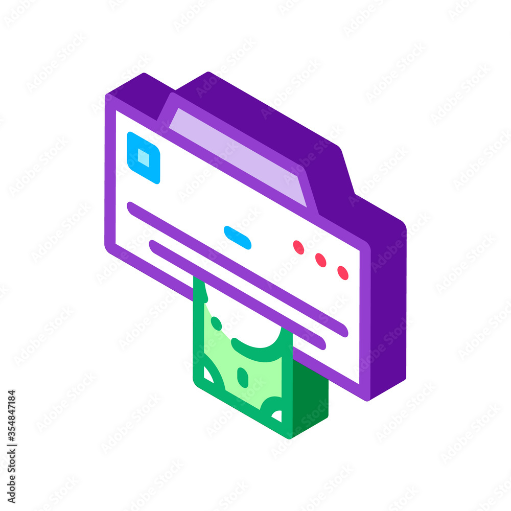Money Issuing Printer Icon Vector. Isometric Money Issuing Printer sign. color isolated symbol illustration