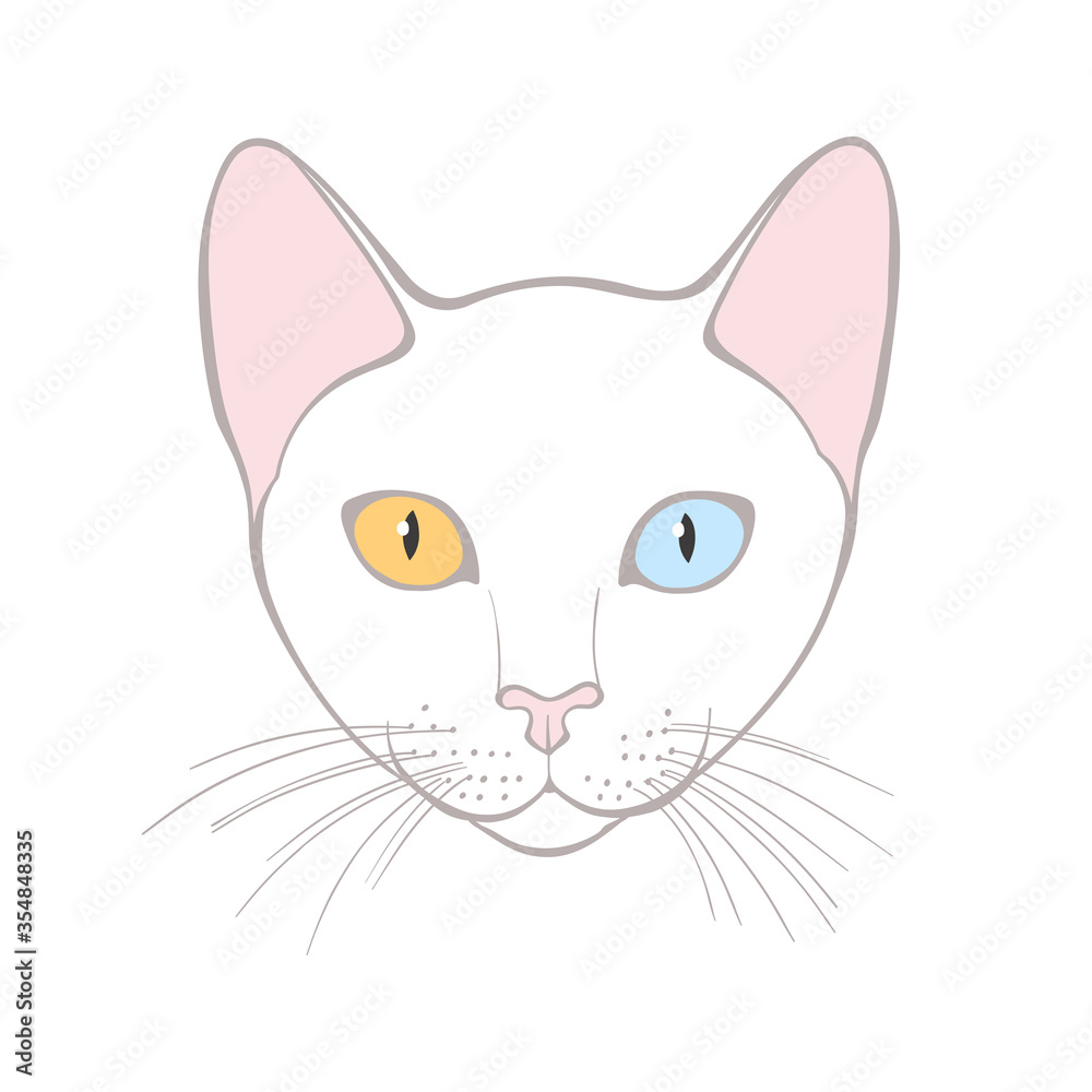 Cao mani, cat face. Hand-drawn vector illustration on white. Isolated element for design. Cao mani, cat face. Hand-drawn vector illustration on white. Isolated element for design.