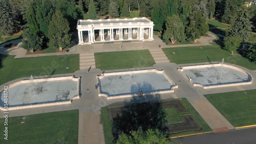 Aerial flying over The Pavilion At Cheesman Park. Denver, Colorado, USA photo