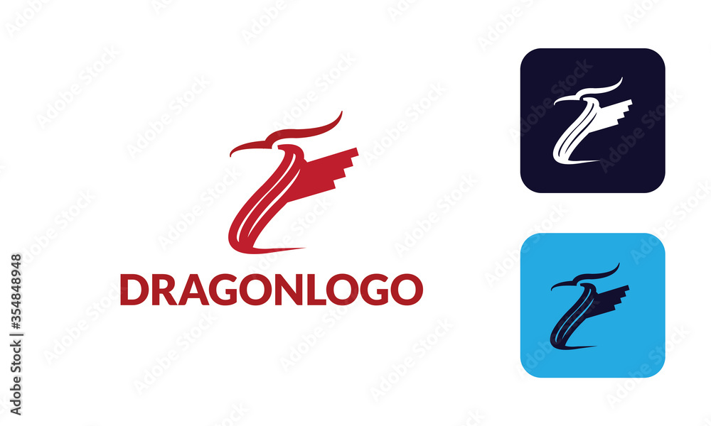 Dragon Logo with hed dragon can for company logo, branding, dragon mascot logo, with red colour and Vector EPS10 Dragon Logo with hed dragon can for company logo, branding, dragon mascot logo, with red colour and Vector EPS10