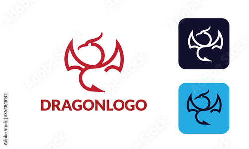 Dragon Logo with hed dragon can for company logo, branding, dragon mascot logo, with red colour and Vector EPS10