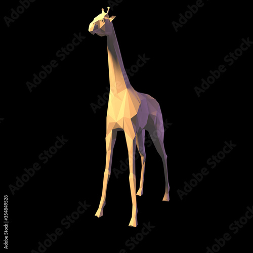 giraffe 3d low poly graphic illustration of wildlife animal that is isolated, colorful, background design geometric concept style icon mammal origami paper folded triangle silhouette magic shape