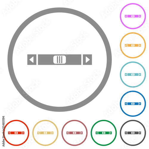 Horizontal scroll bar flat icons with outlines