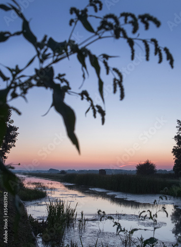 Sunrise at Wapserveense Aa. River, Canal. Maatschappij van Weldadigheid Frederiksoord Drenthe Netherlands.