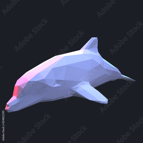 dolphin 3d low poly graphic illustration of wildlife animal that is isolated, colorful, background design geometric concept style icon mammal origami paper folded triangle silhouette shape