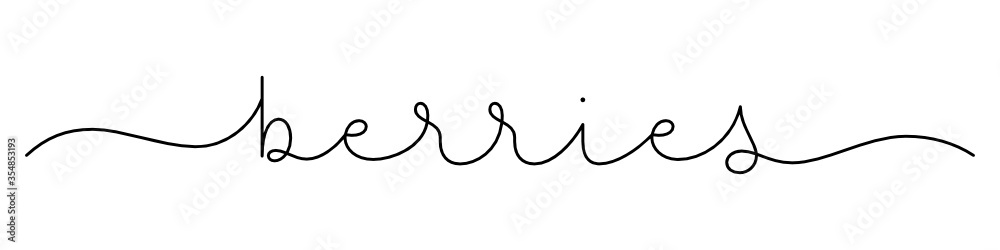 BERRIES black vector monoline calligraphy banner with swashes BERRIES black vector monoline calligraphy banner with swashes