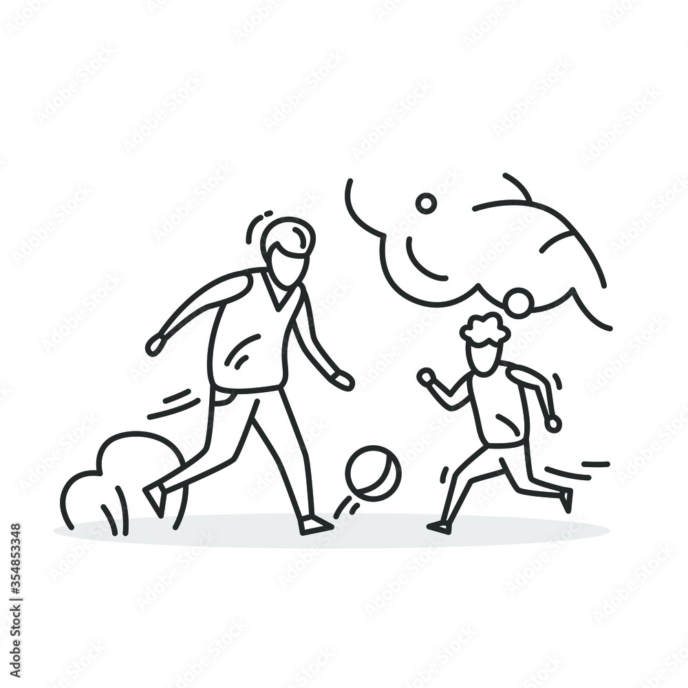 Family soccer icon. Father playing football against son. Outline outdoor family activity concept. Parents and kids lifestyle, recreation. Linear simple vector illustration.Editable stroke
Family soccer icon. Father playing football against son. Outline outdoor family activity concept. Parents and kids lifestyle, recreation. Linear simple vector illustration.Editable stroke