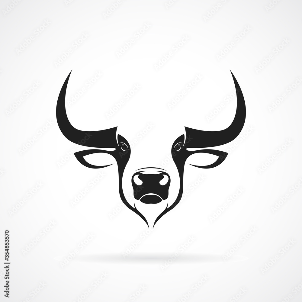 Vector of a bull head design on white background. Wild Animals. Easy editable layered vector illustration. Vector of a bull head design on white background. Wild Animals. Easy editable layered vector illustration.
