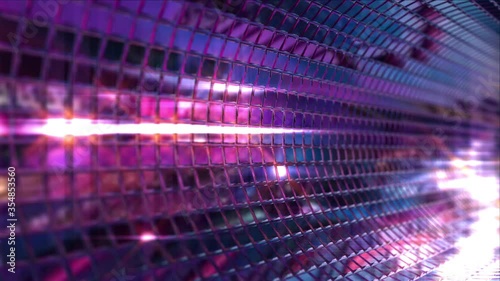 Disco ball with bright rays, night party background. Loop 4k video 