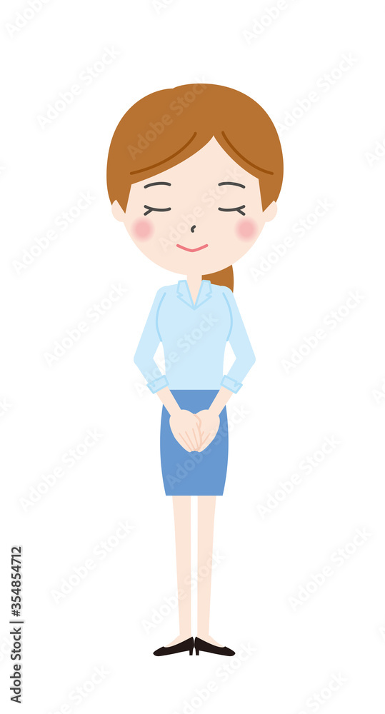 お辞儀をするOLのイラスト1 お辞儀をするOLのイラスト1