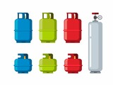 Gas Tank Cylinder, Liquefied Petroleum Gas collection icon set. cartoon flat illustration vector in white background