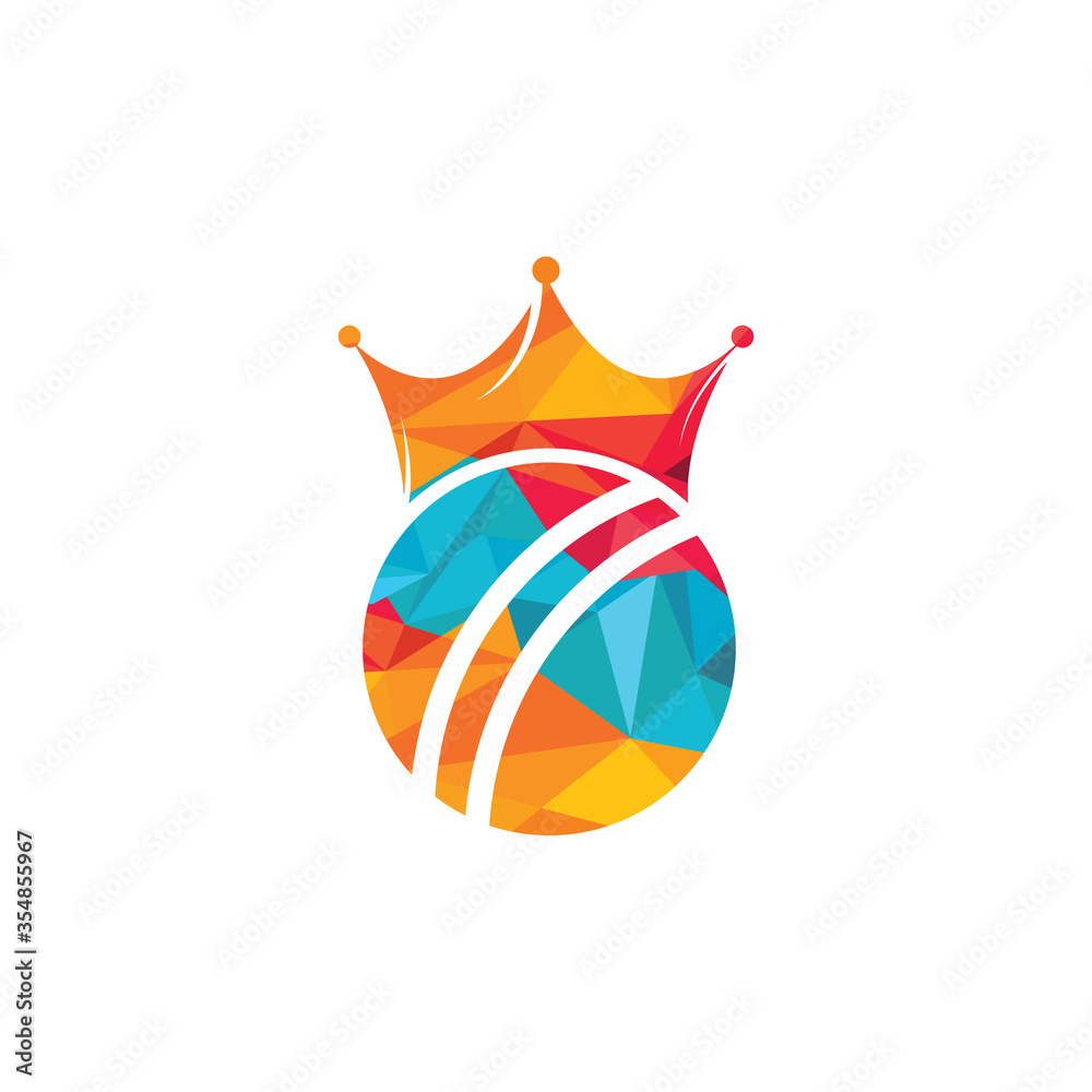 Cricket king vector logo design. Cricket ball and crown icon design