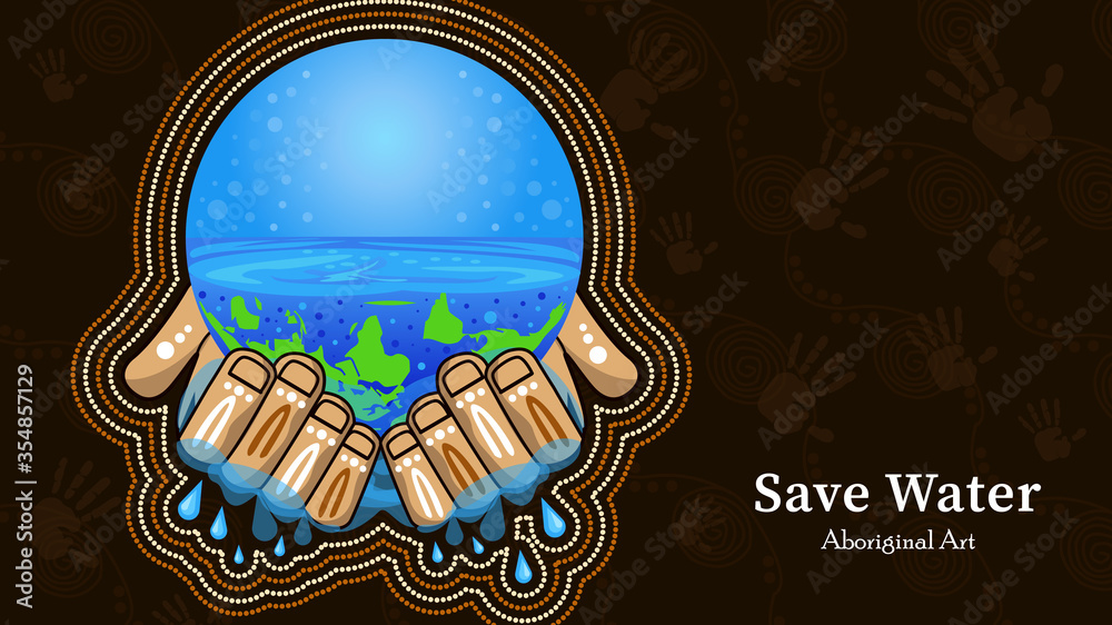 Vetor de Aboriginal art dot painting on save water do Stock | Adobe Stock