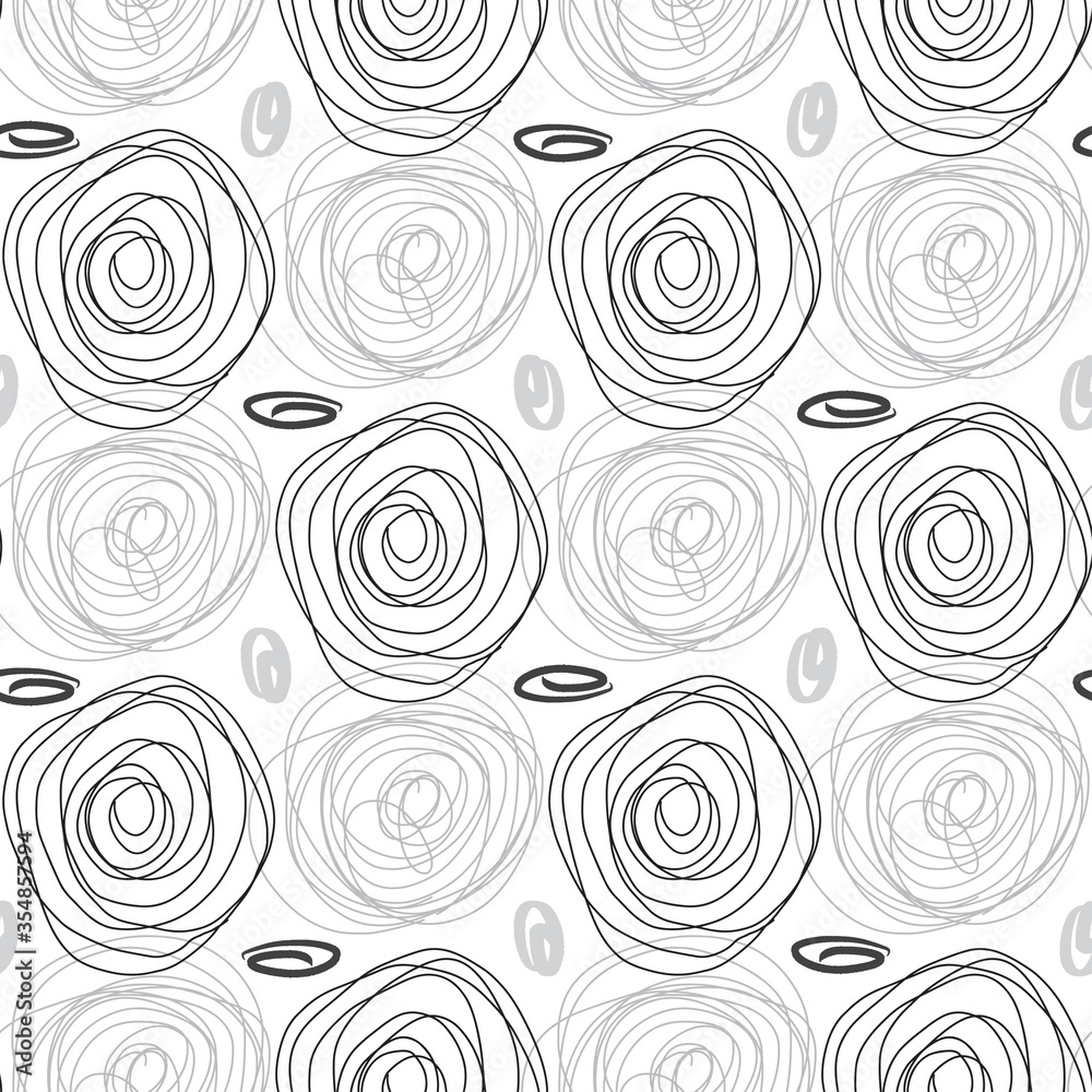 Fototapeta premium Abstract background. Seamless vector pattern with curls. Monochrome.