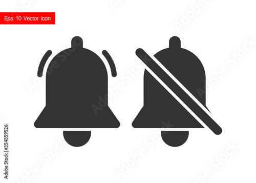 Notification bell recording gray icon on white background. Vector.