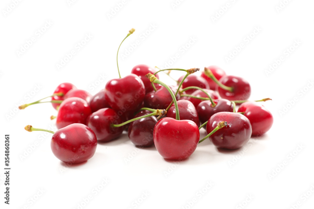group of cherries fruits isolated on white background group of cherries fruits isolated on white background
