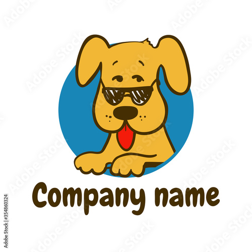 Cute cartoon dog with sunglasses. canine travel and adventure theme  symbol. vector