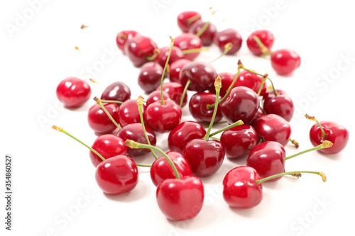 group of cherries fruits isolated on white background