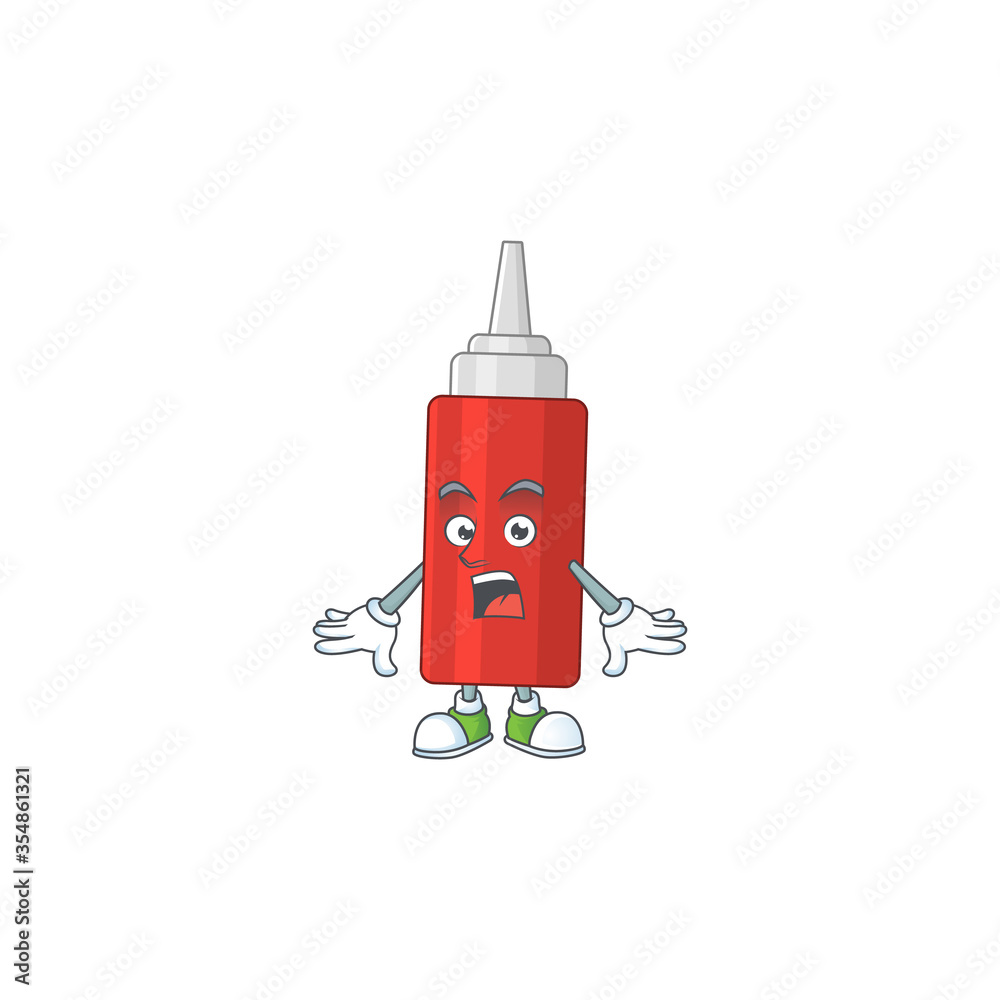 A caricature concept design of sauce bottle with a surprised gesture A caricature concept design of sauce bottle with a surprised gesture