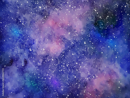 Space background with realistic nebula. Colorful cosmos with stardust and milky way. Magic color galaxy. Infinite universe. Vector