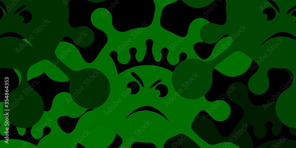 Dark green vector background with covid-19 symbols. Dark green vector background with covid-19 symbols.