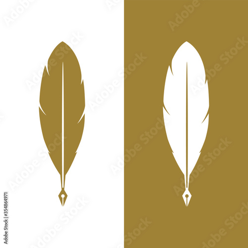 Vector Feather Signature Logo Design Template