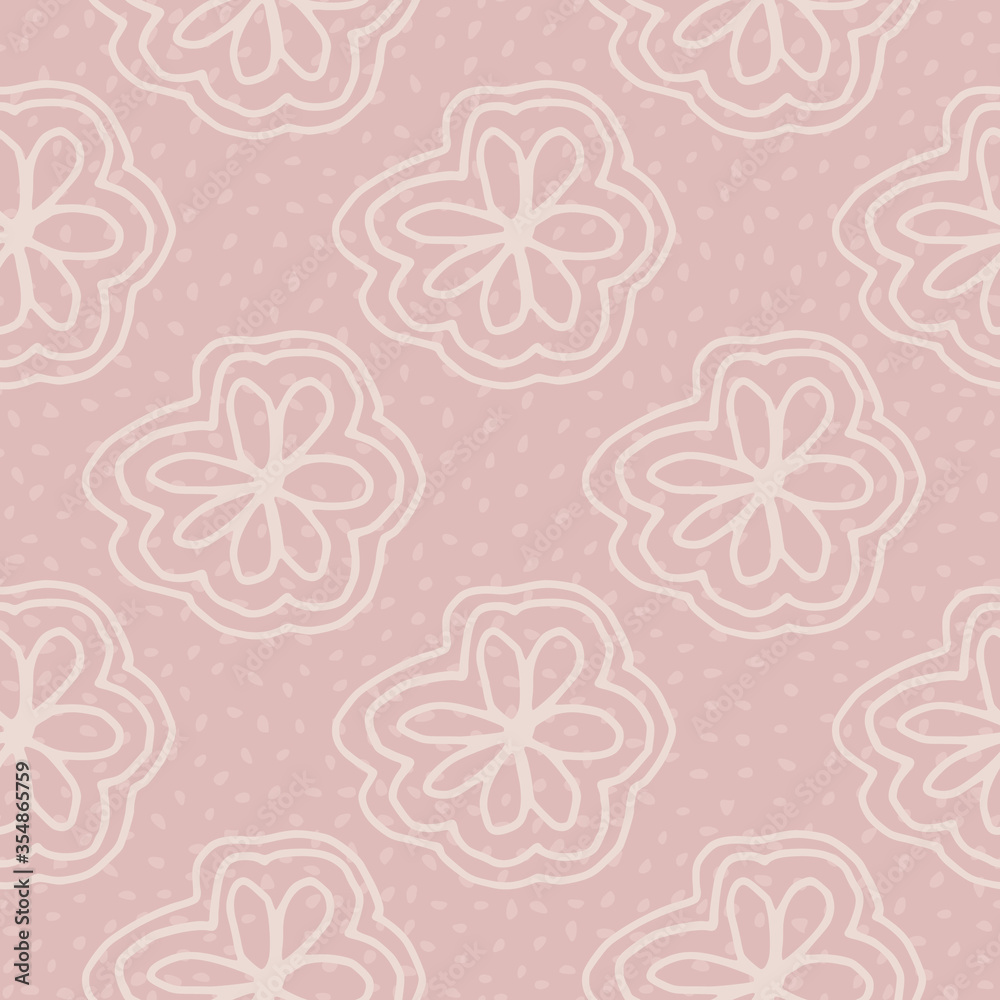 Line art white flower bloom seamless pattern on light background. Romantic floral enless wallpaper, Line art white flower bloom seamless pattern on light background. Romantic floral enless wallpaper,