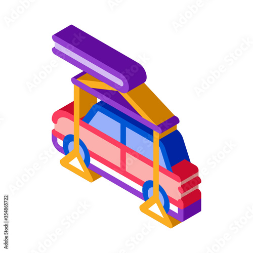 Evacuating Car Icon Vector. Isometric Evacuating Car sign. color isolated symbol illustration