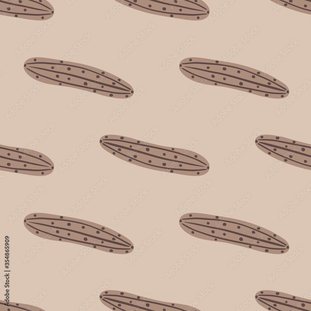 Simple cucumber seamless pattern. Doodle cucumbers vegetable endless wallpaper.