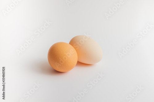 organic eggs on white background