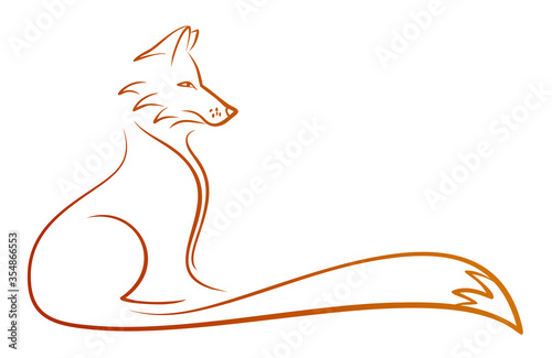 A symbol of a stylized red fox.