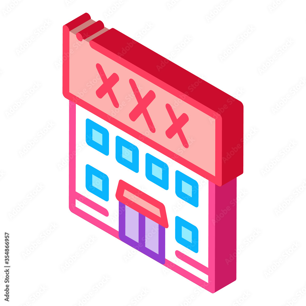 Sex Shop Building Icon Vector. Isometric Sex Shop Building sign. color isolated symbol illustration Sex Shop Building Icon Vector. Isometric Sex Shop Building sign. color isolated symbol illustration