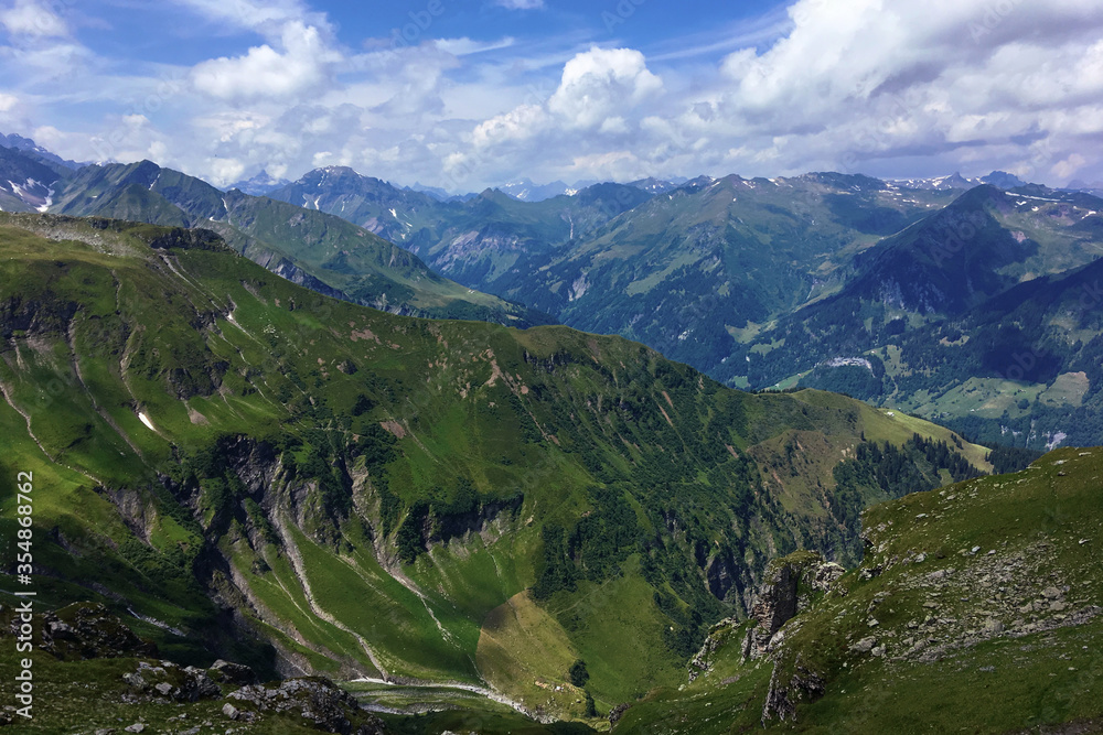 Endless mountain's landscape. Swiss Alps. Pizol. 