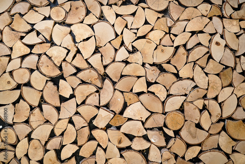 Abstract photo of a pile of natural wooden logs background