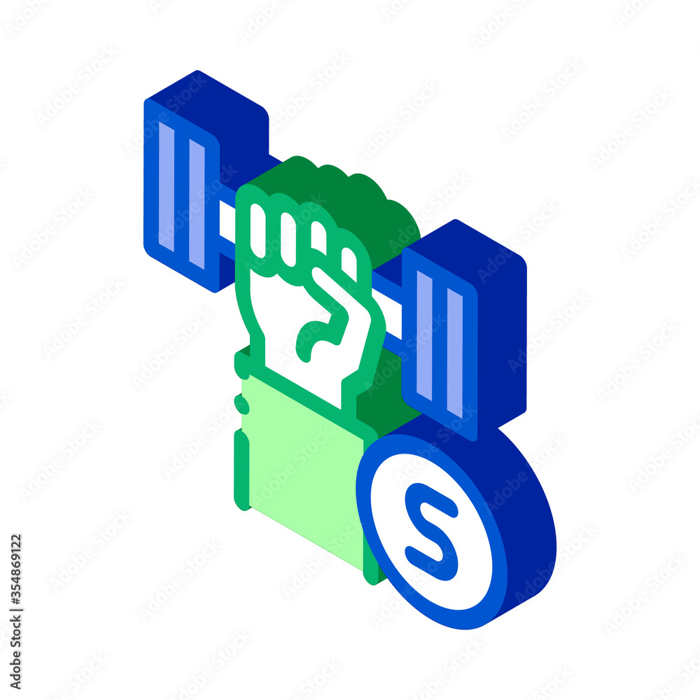 Hand Dumbbell Icon Vector. Isometric Hand Dumbbell isometric sign. color isolated symbol illustration Hand Dumbbell Icon Vector. Isometric Hand Dumbbell isometric sign. color isolated symbol illustration