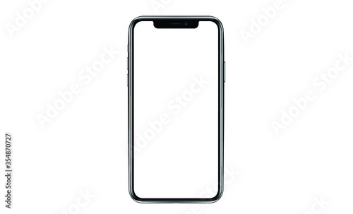 mobile phone mockup iphon frameless of Smartphone iPhone 12 Pro Max with blank screen for Infographic Global Business web site design app - Clipping Path