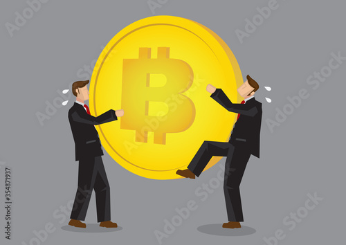 Two bussinessmen snatching for Bitcoin