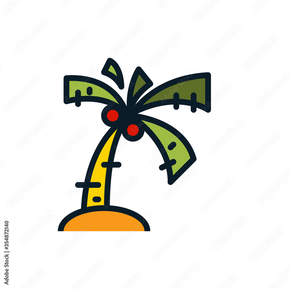 Coconut tree filled outline icons. Vector illustration. Editable stroke. Isolated icon suitable for web, infographics, interface and apps.