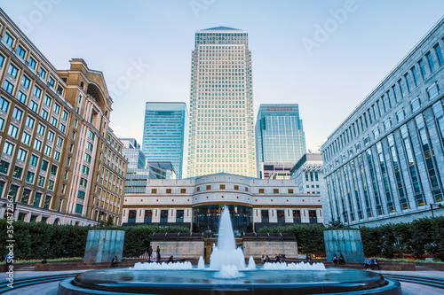 Canary Wharf seen from Cabot Square in London photo