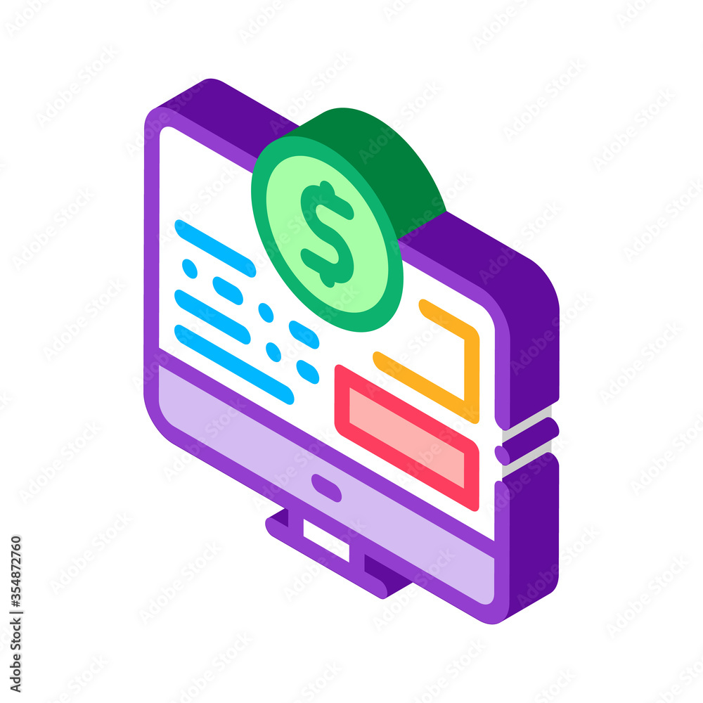 Money Web Site Icon Vector. Isometric Money Web Site isometric sign. color isolated symbol illustration Money Web Site Icon Vector. Isometric Money Web Site isometric sign. color isolated symbol illustration