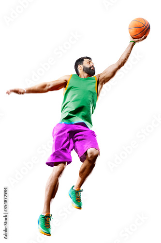 Professional basketball player isolated on white background