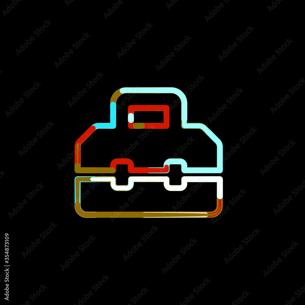 Symbol toolbox from multi-colored circles and stripes. Red, brown, blue, white