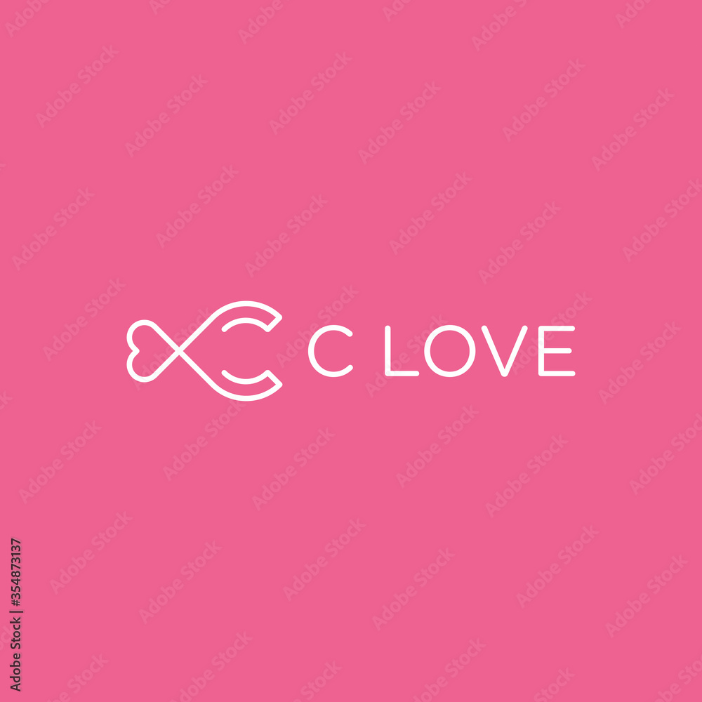 Love design logo with the letter C