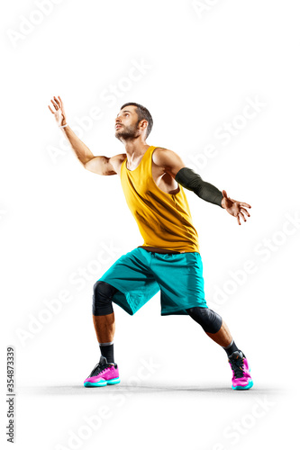 Professional basketball player isolated on white background © 103tnn