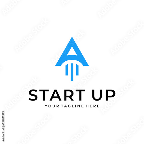 modern startup logo design with an arrow symbol of rapid progress