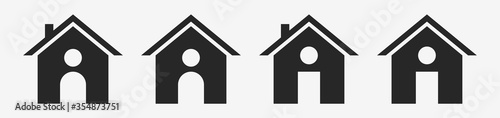 House icons collection. Flat design houses icons for apps and websites isolated on transparent background. Vector illustration.
