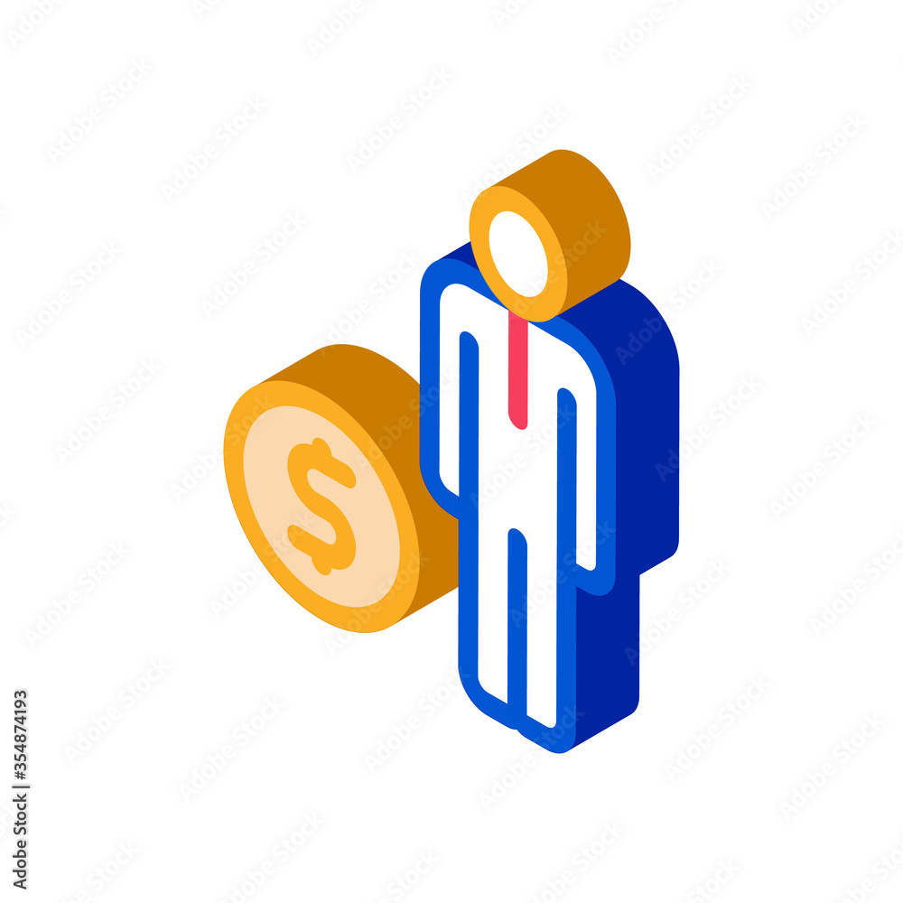 Human Dollar Coin Icon Vector. Isometric Human Dollar Coin isometric sign. color isolated symbol illustration Human Dollar Coin Icon Vector. Isometric Human Dollar Coin isometric sign. color isolated symbol illustration