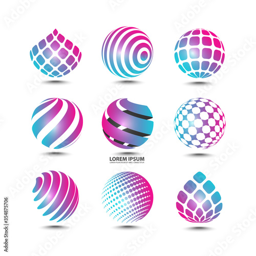 set of colorful vector spheres