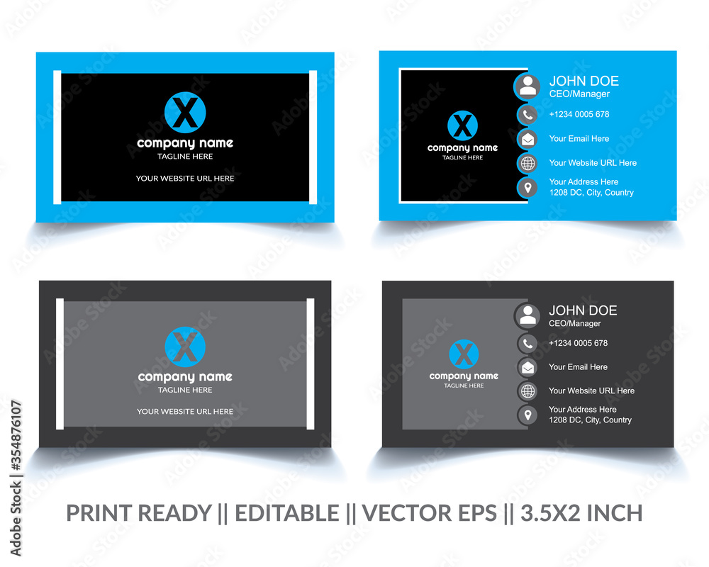 Business card template Vector, Modern professional business card print ready editable

